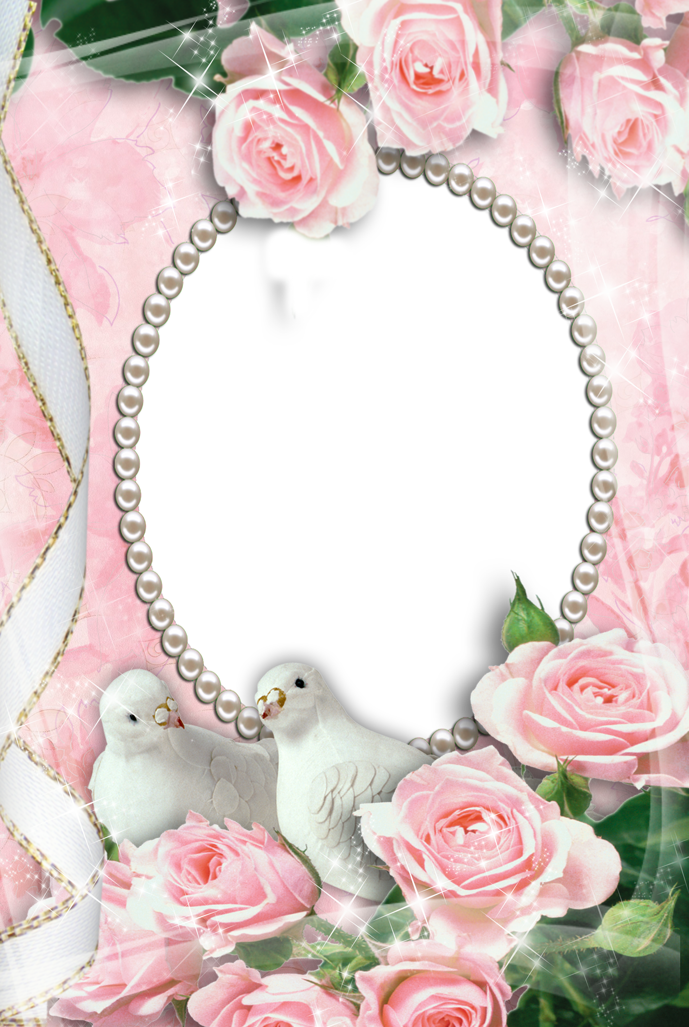 Pink Transparent Rose Photo Frame Clipart (1400x2085), Png Download