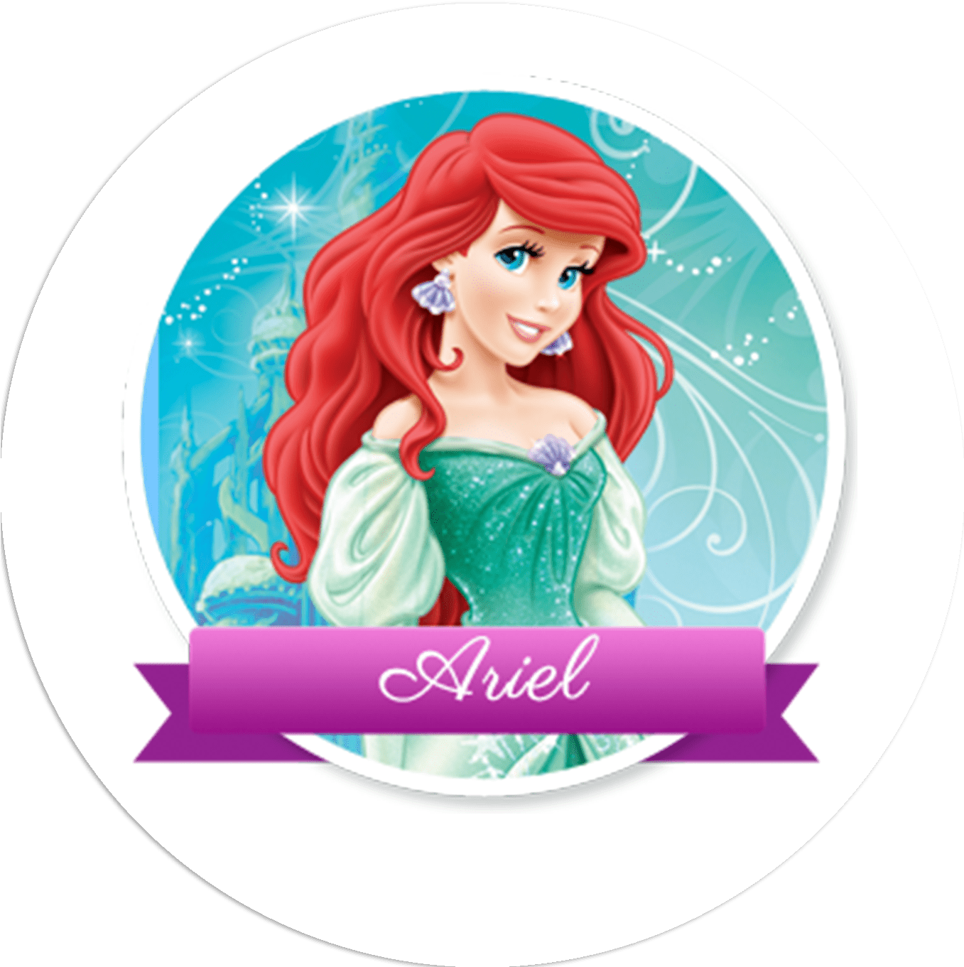 24 Disney Princess The Little Mermaid Stickers Labels Clipart (1357x1361), Png Download