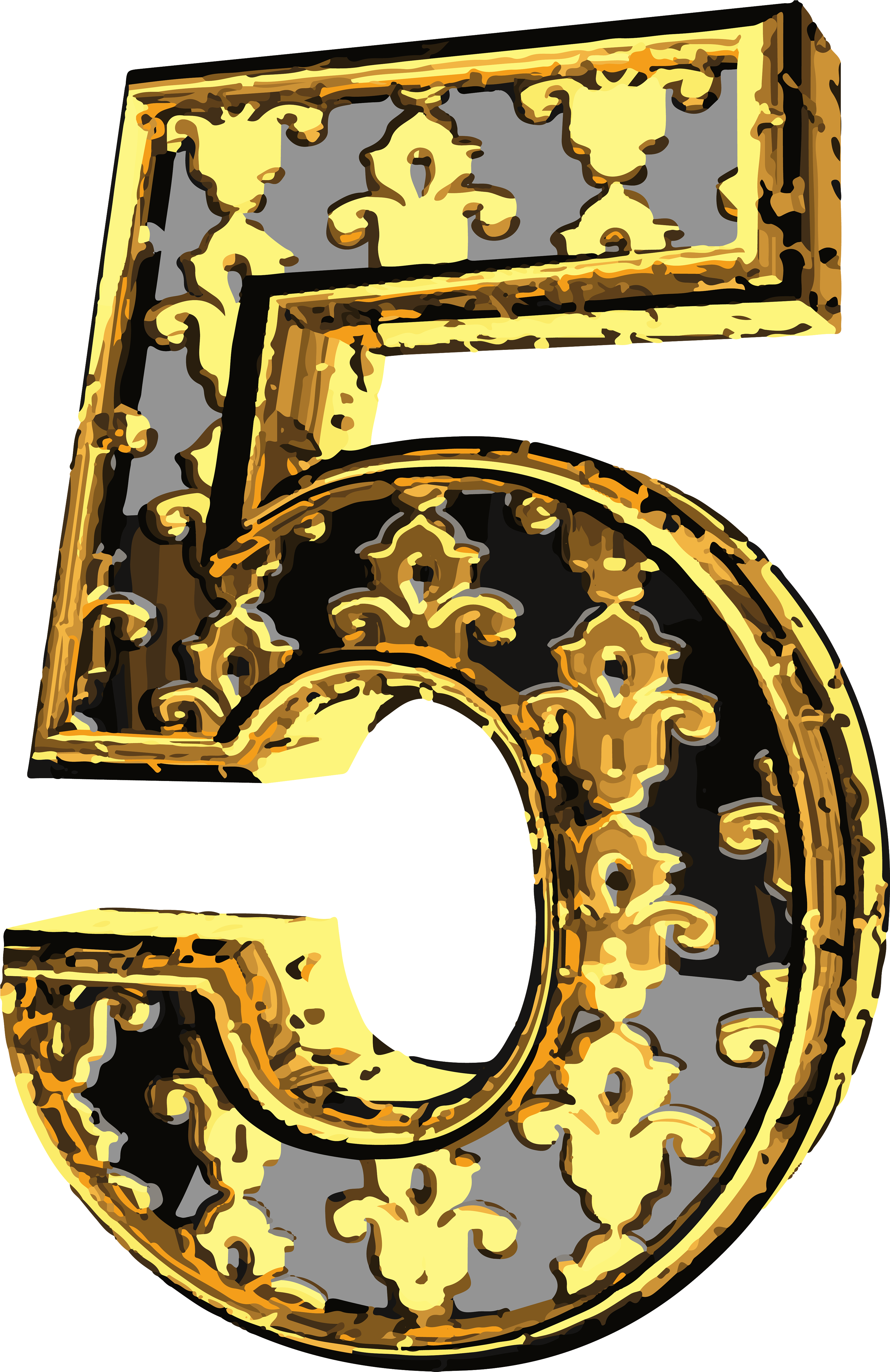 Elegant Vintage Number Five Png Clip Art Image - Vintage Numbers Png Transparent Png (3243x5000), Png Download