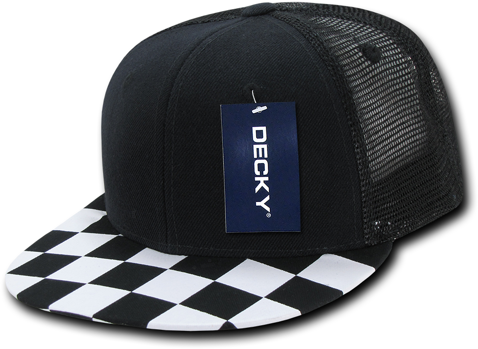 Decky Checkered Racing Flag Trucker Hat Hats Caps Snapback - Baseball Cap Clipart (1000x1000), Png Download