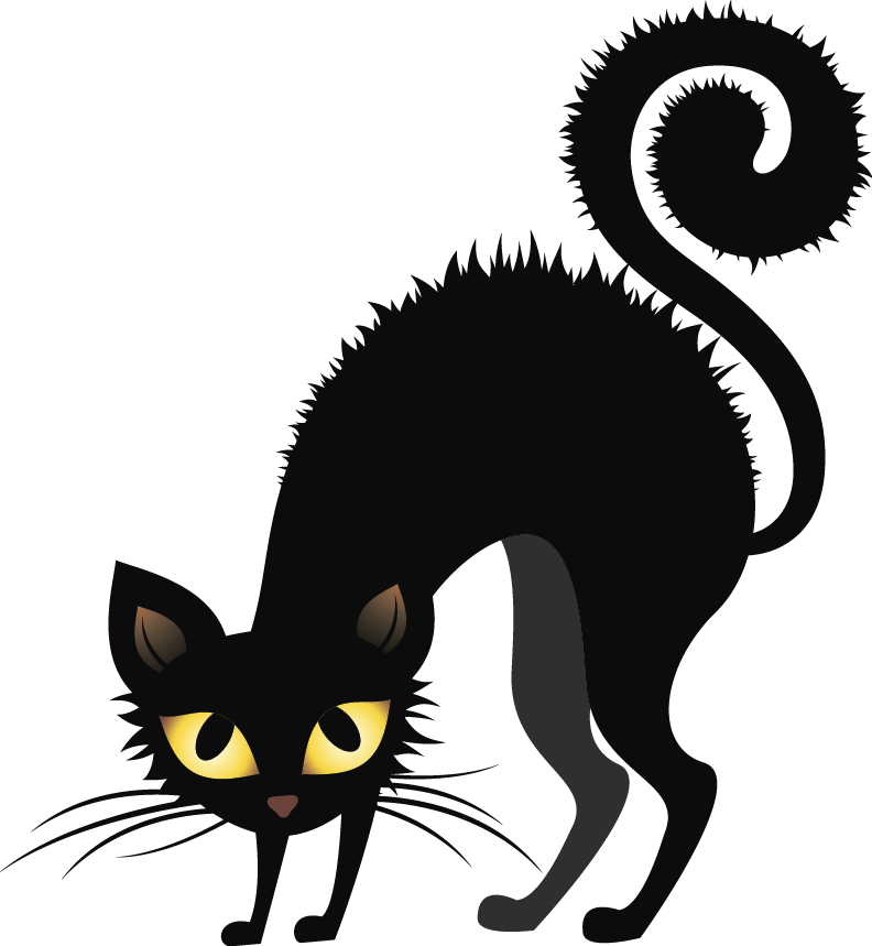 Bristling Black Cats - Black Cat Halloween Clipart - Png Download (792x859), Png Download