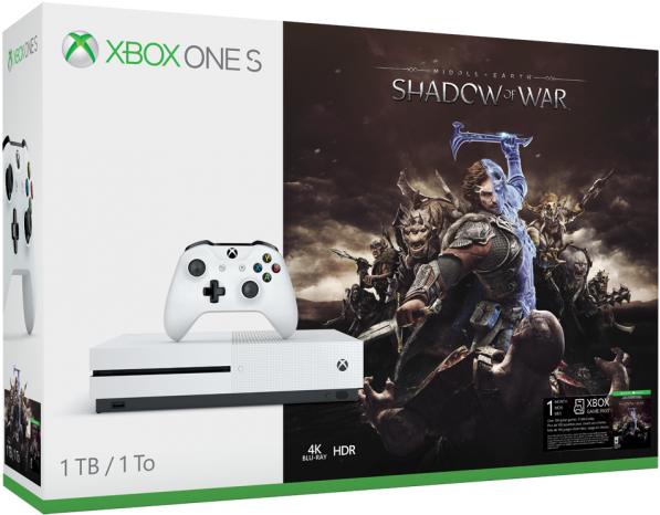 Xbox 360 Png - Xbox One S Shadow Of War Bundle Clipart (940x528), Png Download