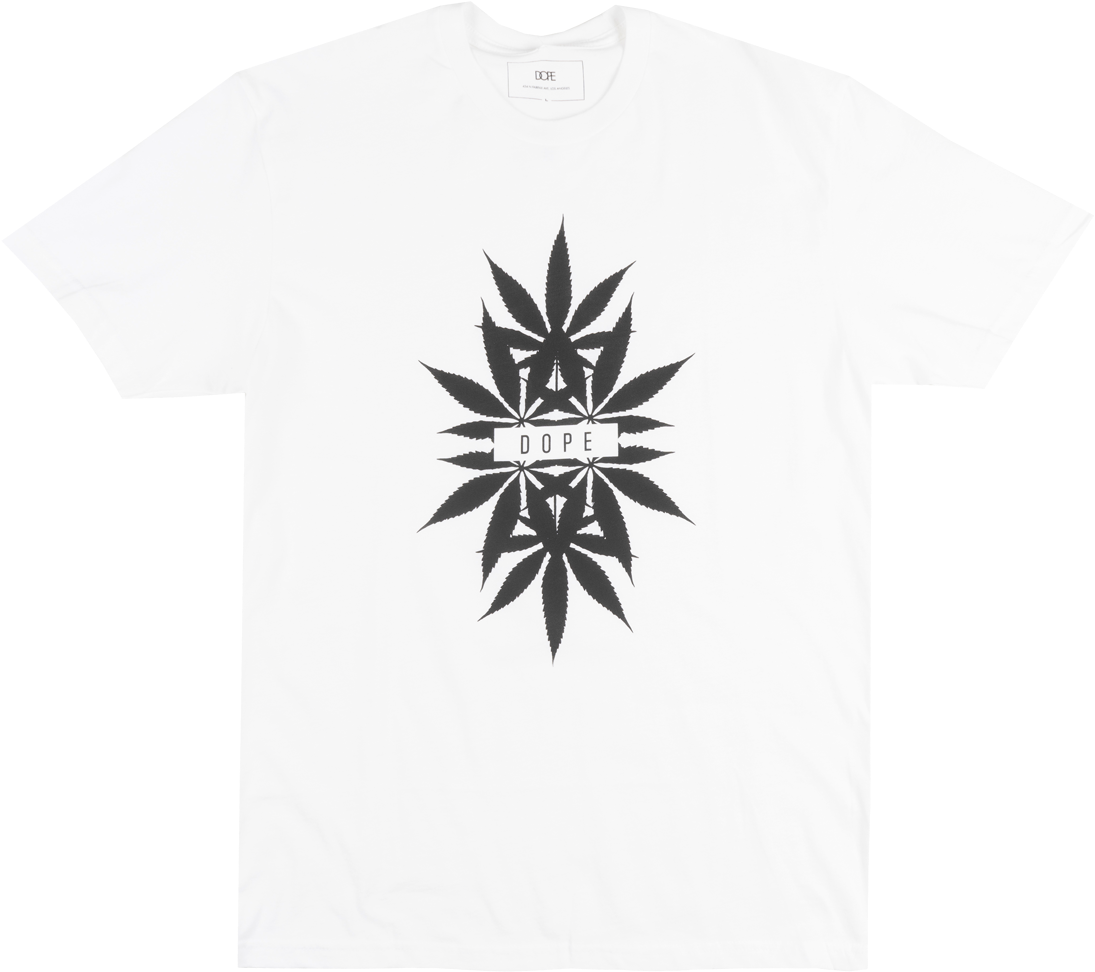 Dope 420 Marijuana Leaf T-shirt Mens Fashion Weed Streetwear - Monochrome Clipart (1136x1000), Png Download