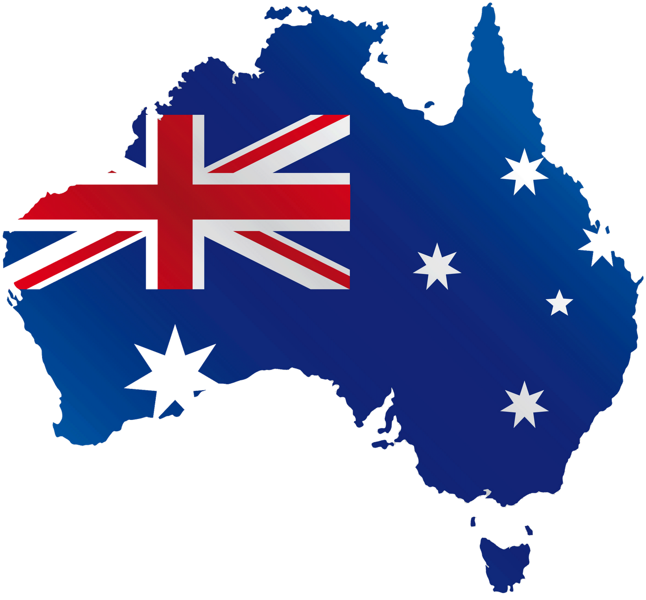 Location - Australia Png - Map Of Australia Flag Clipart (1600x1360), Png Download
