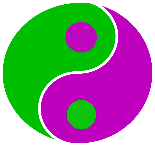 Yin Yang Green Purple Png Clipart (600x567), Png Download