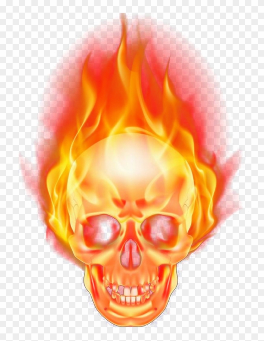 Skull Burning Fire Firing - Skull On Fire Png Clipart