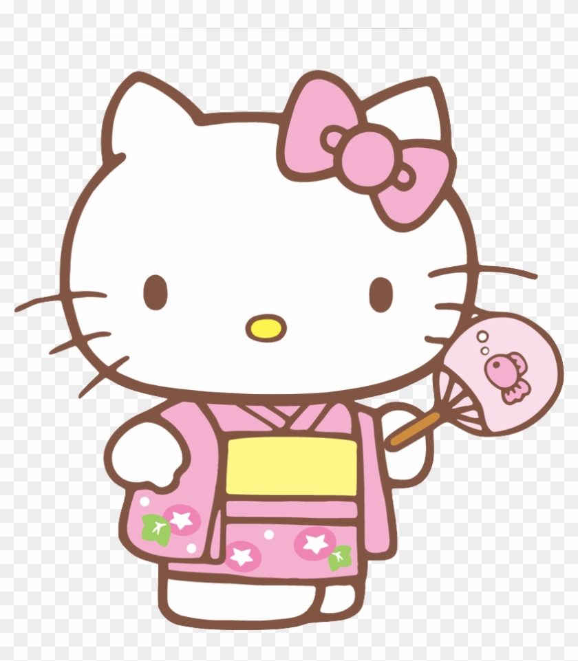 Com Png Transparent Hello Kitty Sanrio Kimono Pink - Hello Kitty With Apple Clipart #1408
