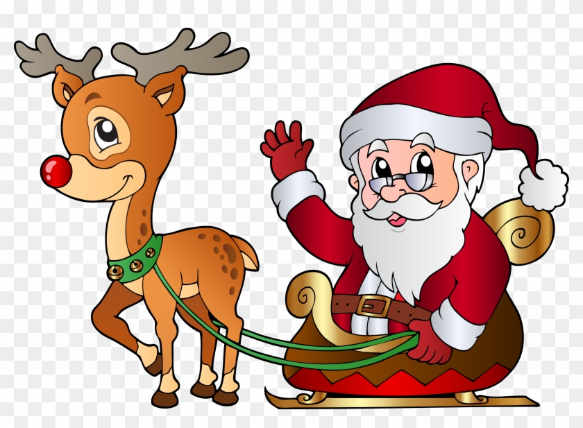 Santa Claus With Deer Clipart #1954