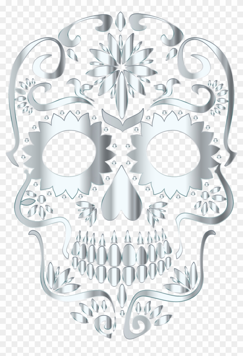 Sugar Skull Clipart Transparent Background - Cabeza De Catrina De Papel - Png Download #2423
