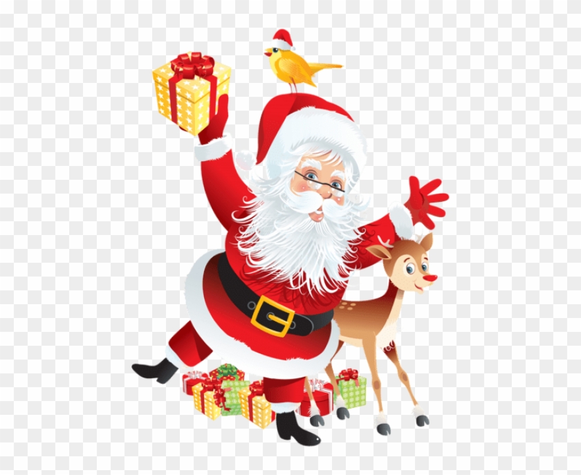 Free Png Transparent Santa And Rudolph Deco Png Images - Santa Claus Transparent Background Clipart