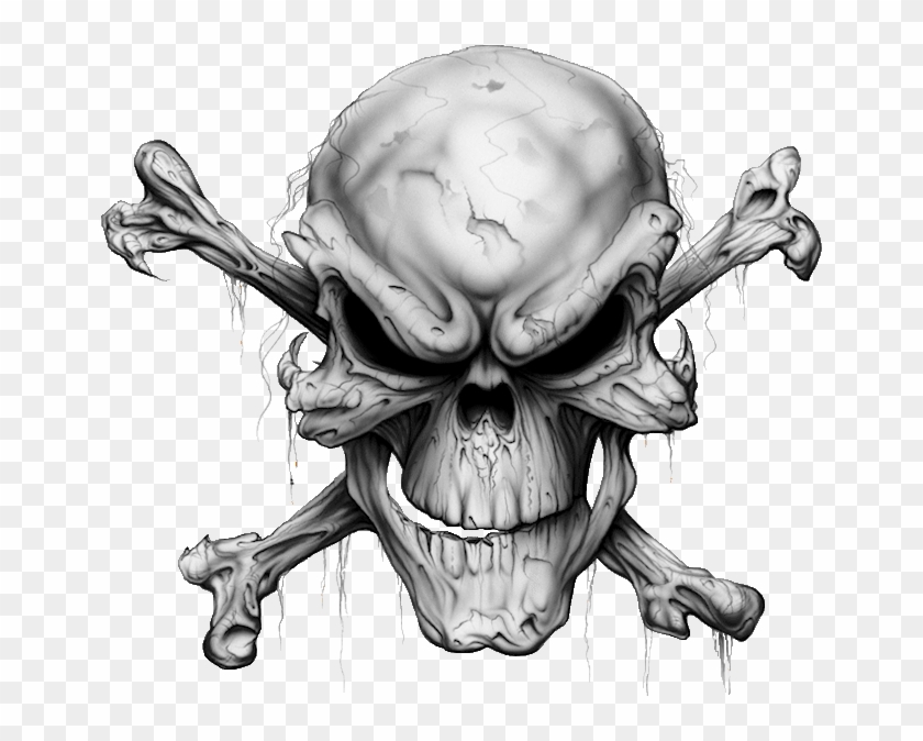 Transparent Skull And - Evil Skull And Crossbones Clipart