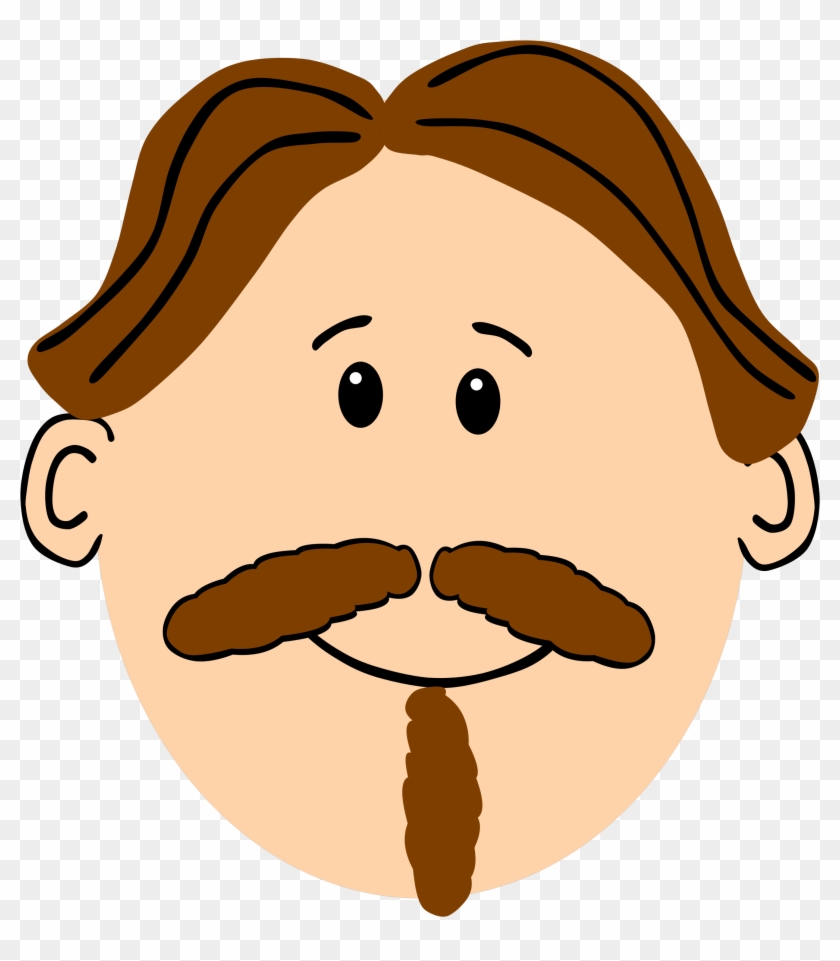 Moustache Beard Cartoon Brown Hair - Man With Moustache Clipart - Png Download
