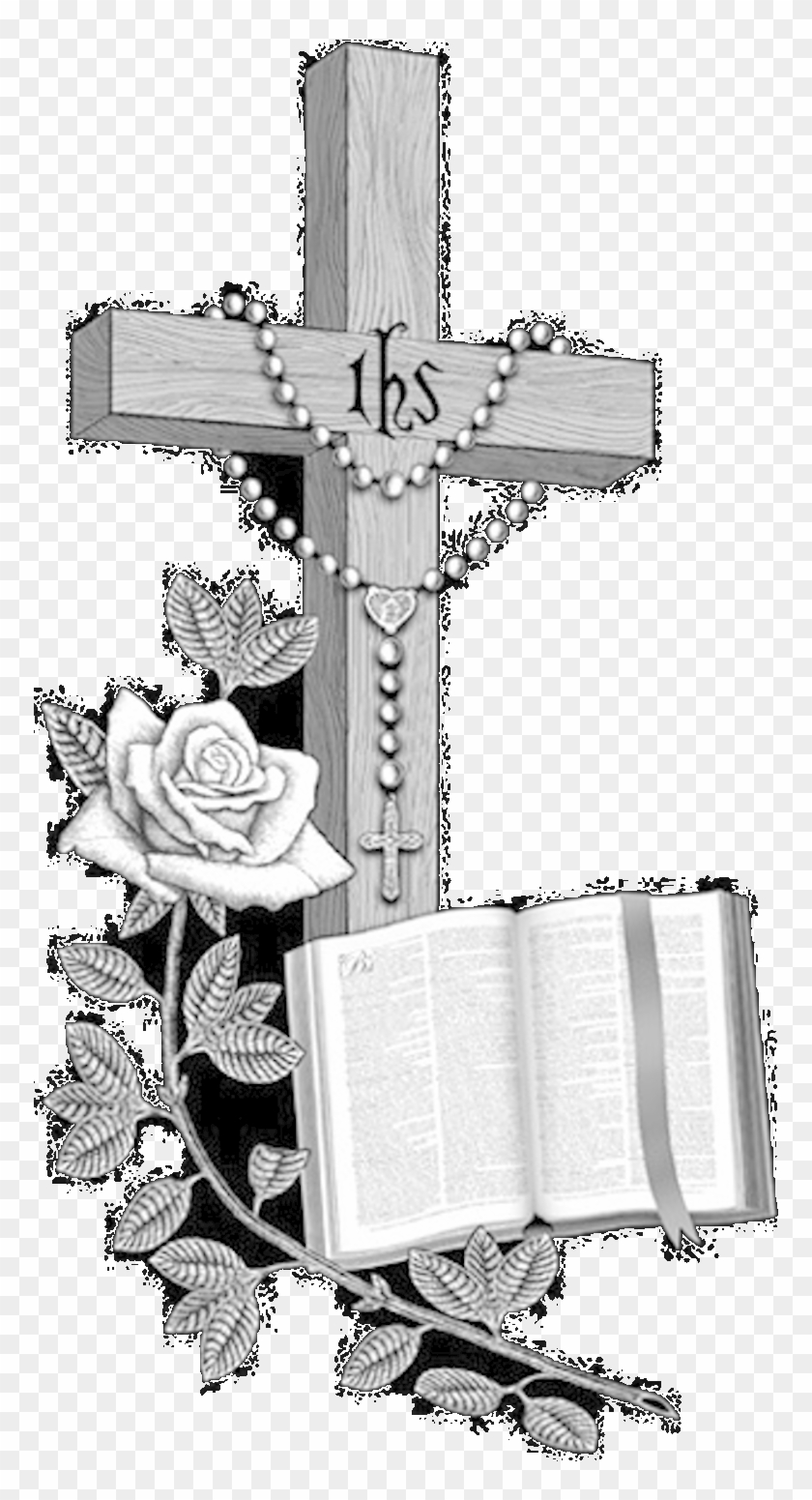 Gravestone Png Images Free Download - Praying Hands With Cross And Bible Clipart #2853