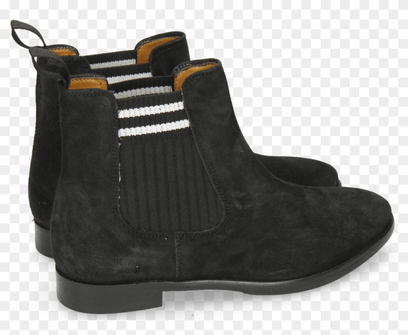 Ankle Boots Daisy 6 Lima Black Elastic Lines White - Chelsea Boot Clipart