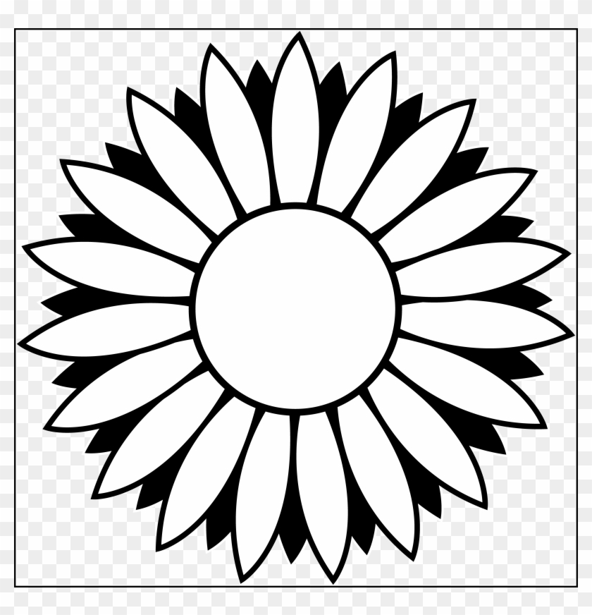 Flower Outline Clip Art - Sunflower Clip Art Black And White - Png Download