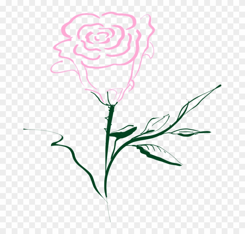 Simple Rose Png Outline - Pink Rose Outline Png Clipart