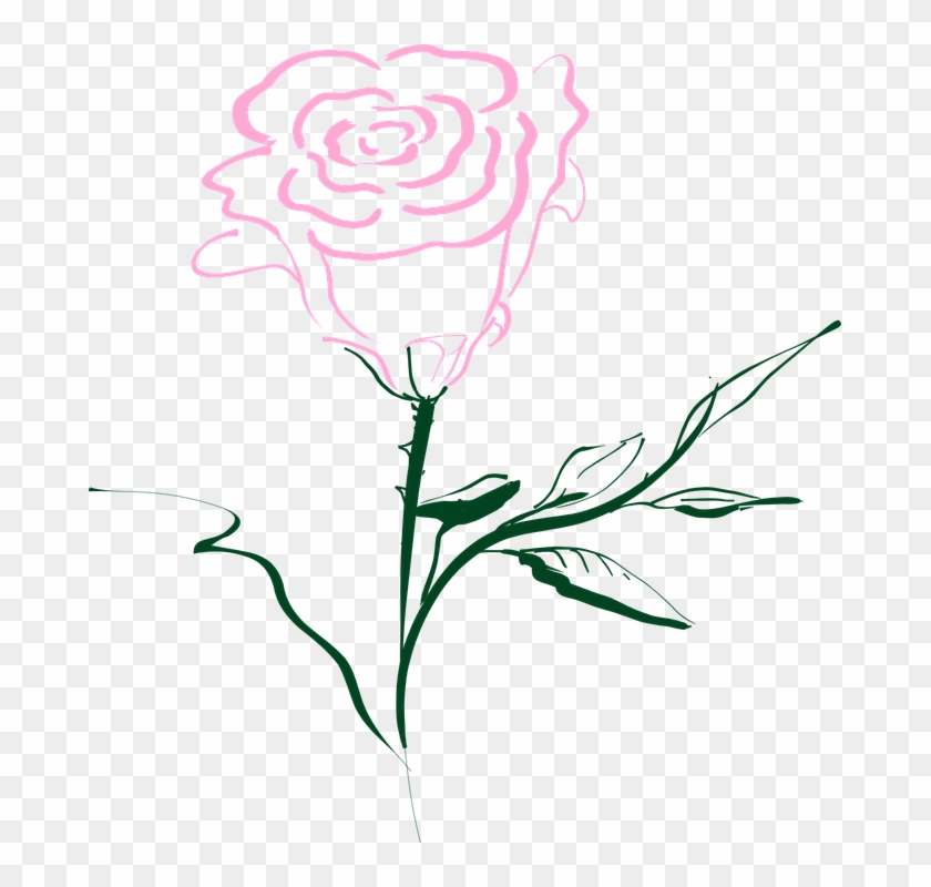 Simple Rose Png Outline - Pink Rose Outline Png Clipart #3473