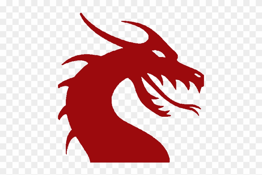 Dragon Head Silhouette Red - Black And White Dragon Clip Art - Png Download