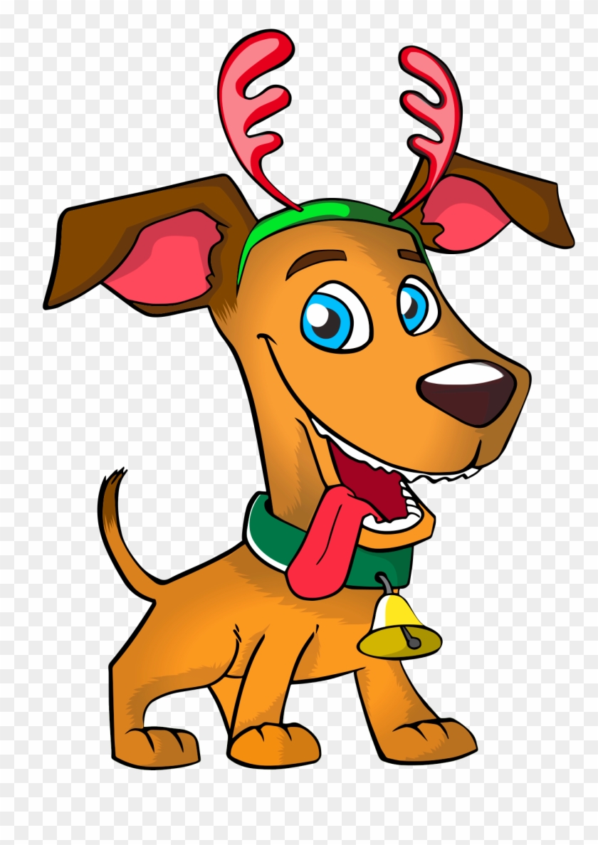 Dog Vector Png Image - Dog With Reindeer Antlers Clipart Transparent Png
