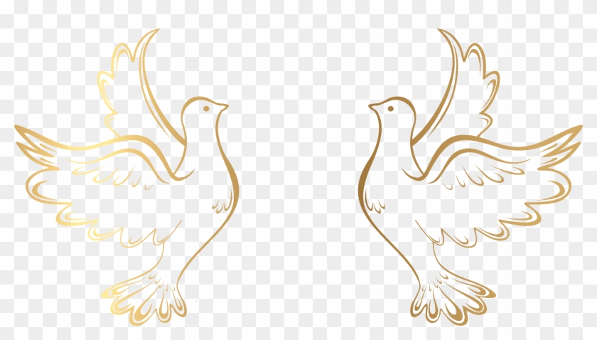 Gold Decorative Lines Png - Gold Doves Clipart