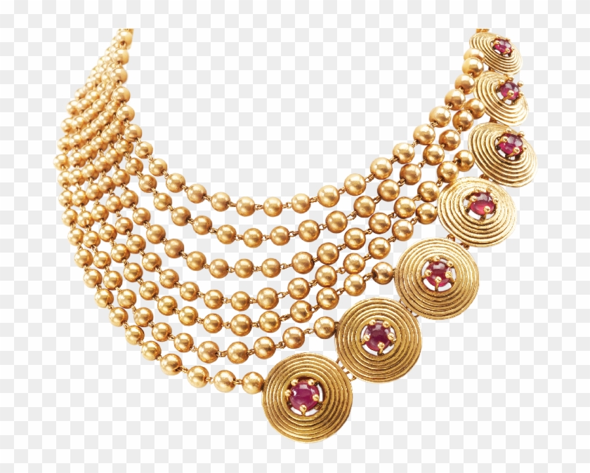 0058 Beautifully Crafted Gold Beads Are Strung Together - Modern Gold Necklace Design Clipart #5924