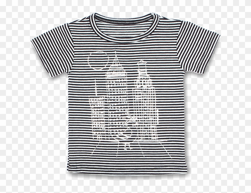 Nyc Skyline Graphic T, Black & White Stripe - Active Shirt Clipart