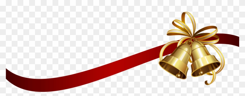Christmas Ribbon And Bells - Christmas Ribbon Transparent Background Clipart #7292