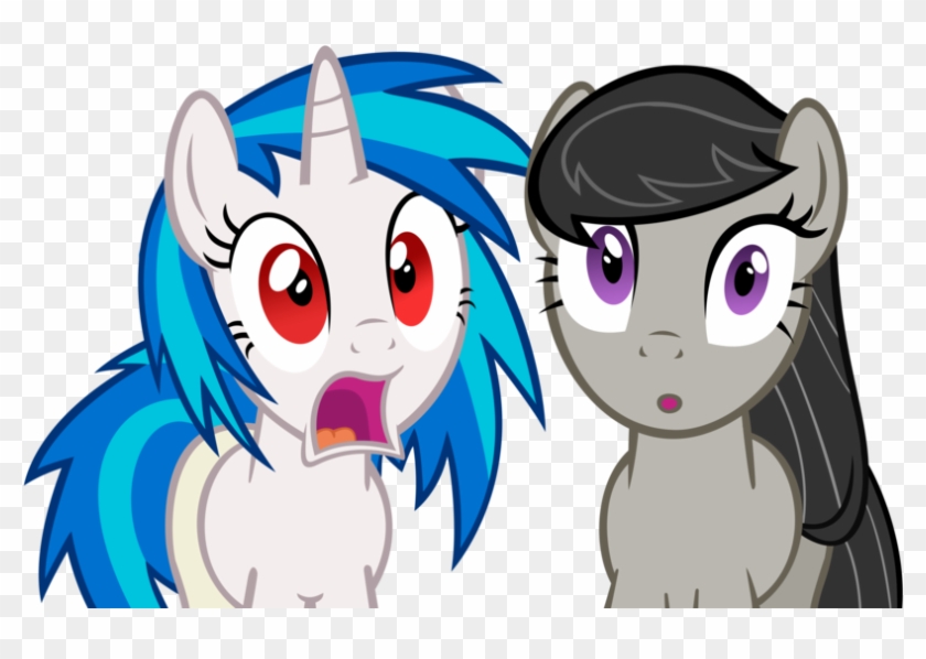 Dj Pon 3, Reaction Image, Red Eyes, Safe, Vinyl Scratch - Vinyl And Octavia Shocked Clipart