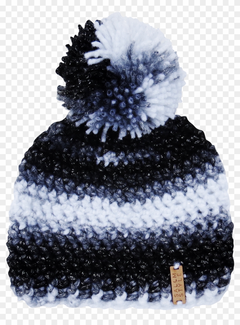 The Nordic Hat In Black And White Ombre With Silver - Knit Cap Clipart