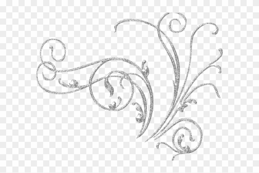 Sparkle Clipart Black And White - Silver Floral Border Png Transparent Png #8113