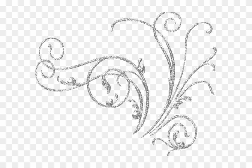 Sparkle Clipart Black And White - Silver Floral Border Png Transparent Png