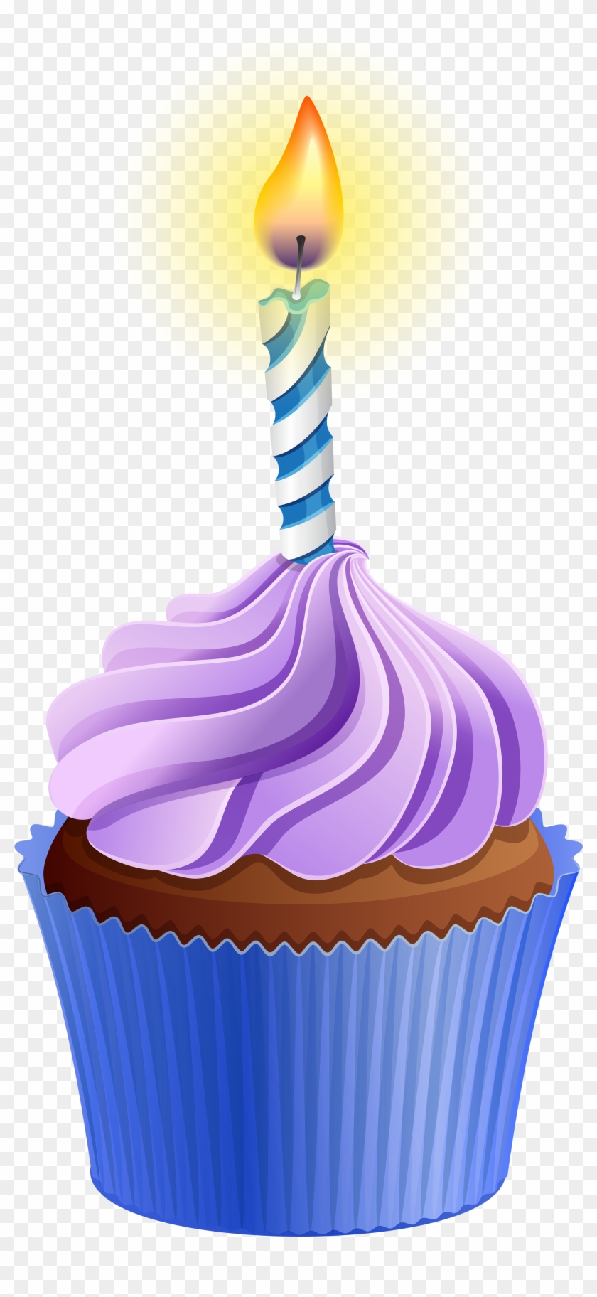 Birthday Candles Clipart Cupcake Candle - Cupcake With Candle Clipart - Png Download