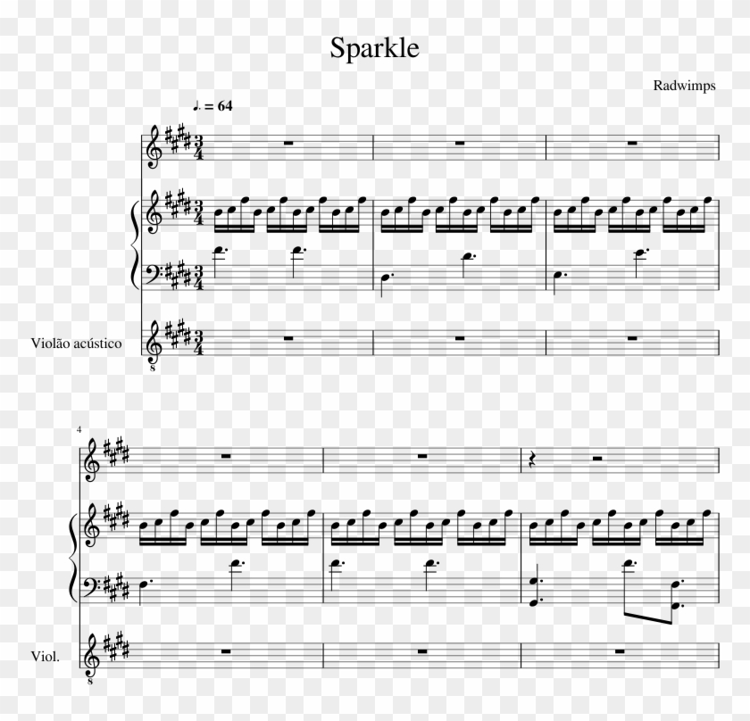 Sparkle Radwimps For Vocal, Piano And Guitar (unfinished) - Crazier Than You Sheet Music Clipart