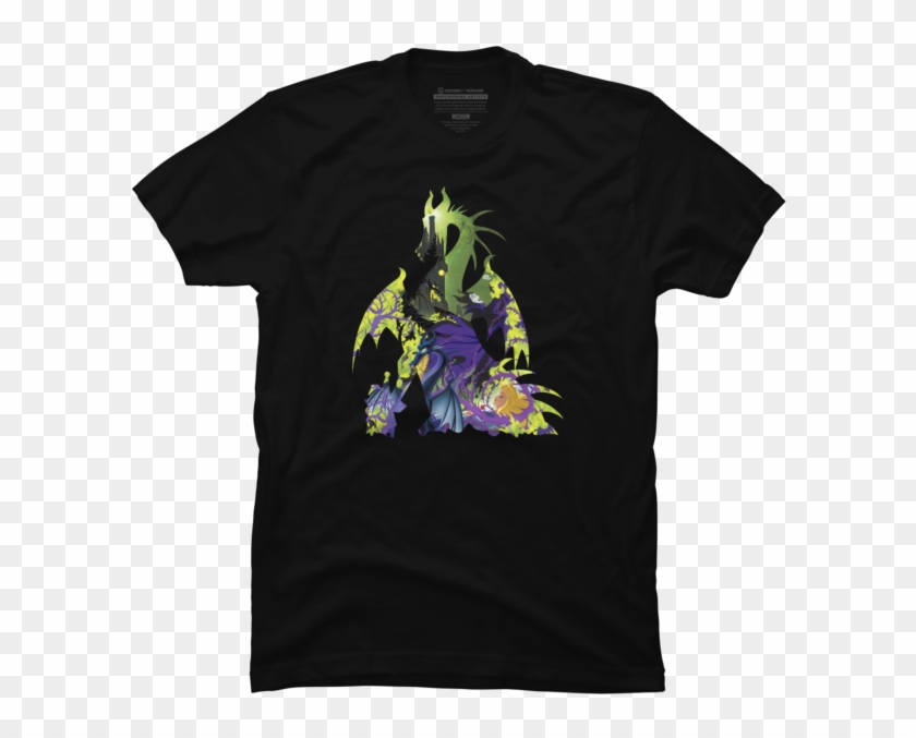 Maleficent Dragon Silhouette - Black Panther Mask On Shirt Clipart