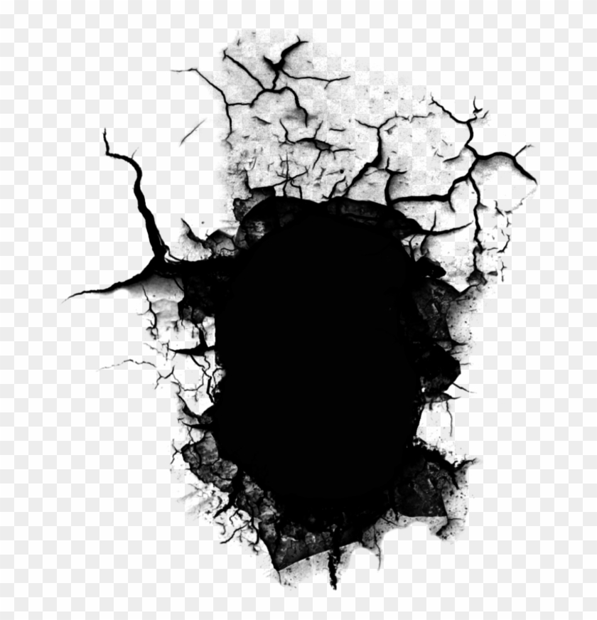 Cracked Sticker - Black Cracked Hole Png Clipart #9097