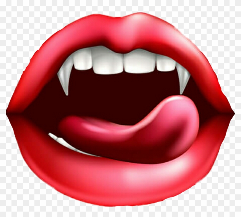 Vampire Teeth Lips Tongue Fangs - Vampire Tongue Clipart
