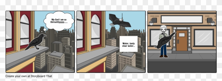 The Thirsty Pigeon - Storyboard Clipart #9679