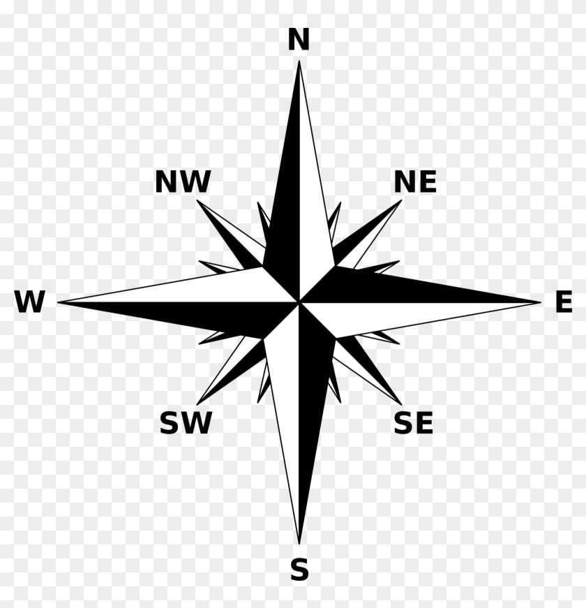 Black And White Compass Png Clipart - Simple Compass Rose Transparent Png
