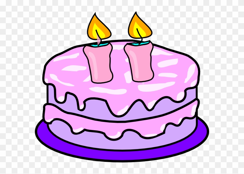 Happy Birthday Candles Clipart - Cake With 2 Candles Clipart - Png Download