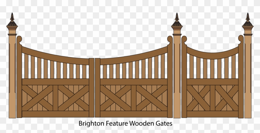 Brighhton Feature Wooden Driveway And Pedestrian Gates - Wooden Gate Gate Clip Art - Png Download #10044