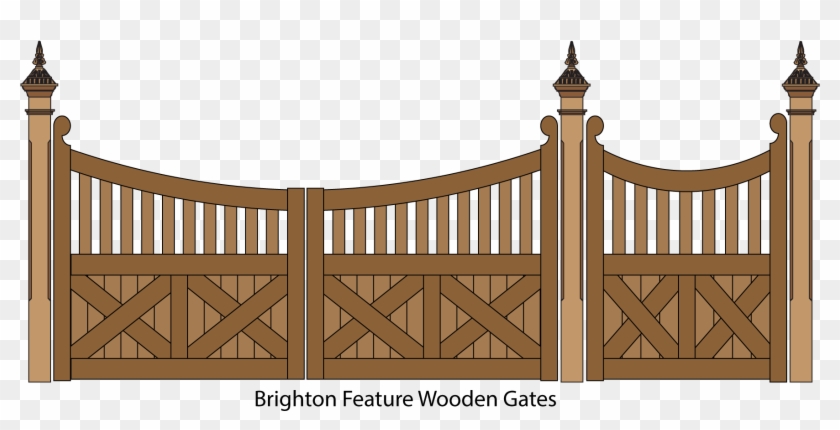 Brighhton Feature Wooden Driveway And Pedestrian Gates - Wooden Gate Gate Clip Art - Png Download