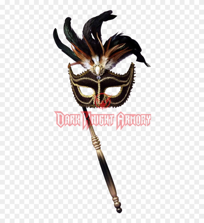 Gold Black Masquerade Mask With Stick Clipart #11292