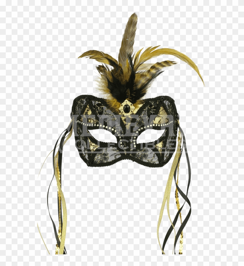 Masquerade Mask Black And Gold Lace Clipart #11326