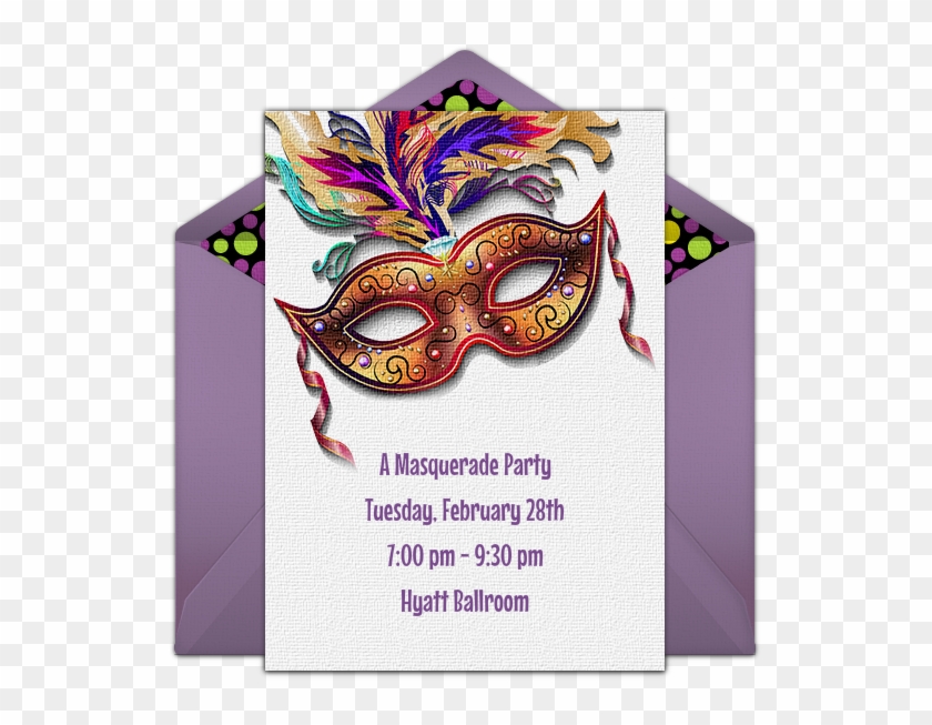Mardi Gras Masquerade Online Invitation - Fest Mardi Gra Invitations Clipart #11857