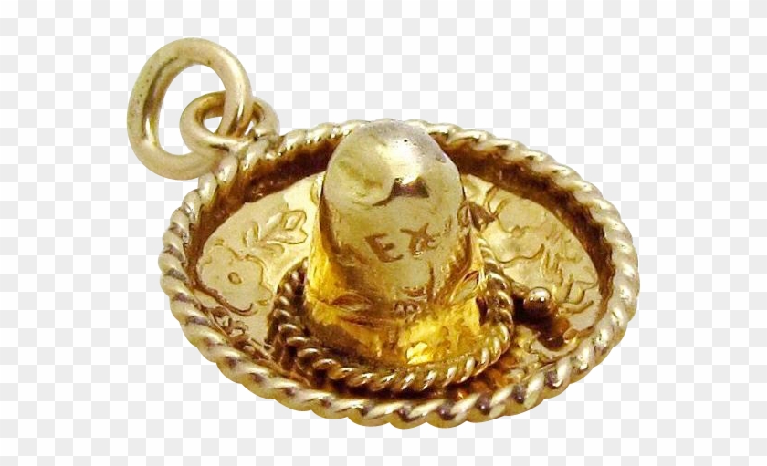 Vintage 14k Gold 3d Mexico *sombrero* Mexican Hat Charm - Locket Clipart
