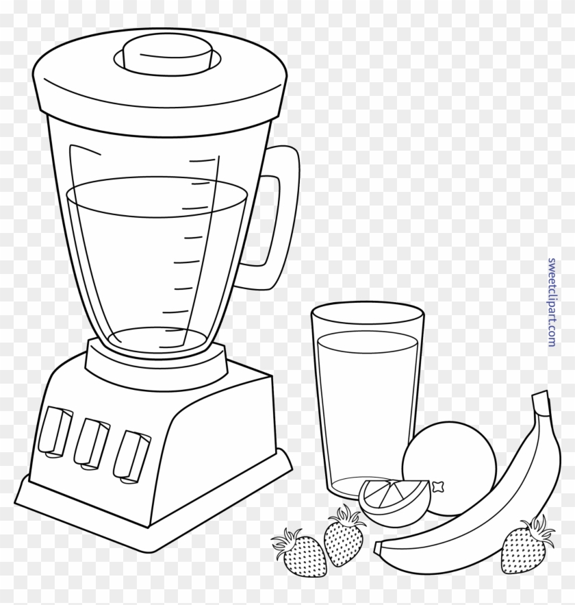 Blender Fruit Smoothie Colorable Clip Art Sweet Png - Colouring Page Of A Blender Transparent Png