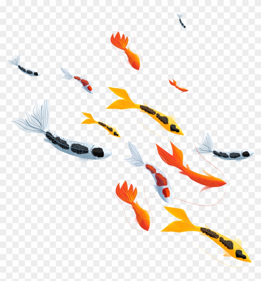 Chinese Style Illustration Hand Drawn Lucky Koi Png - Illustration Clipart #12983