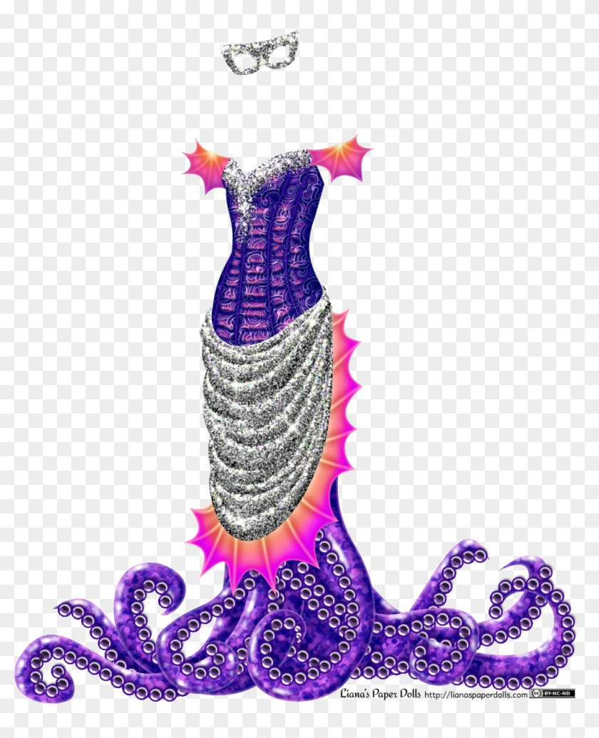 An Off The Shoulder Dress With Fin Like Webbing On - Kraken Gown Clipart #12987