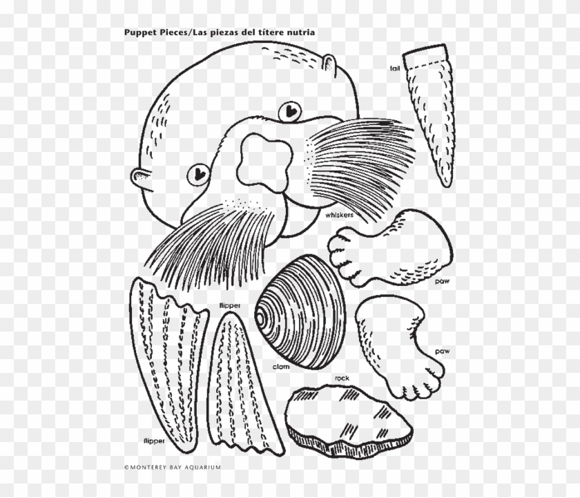 Sea Otter Lunch Bag Puppet - Otter Paper Bag Puppet Clipart