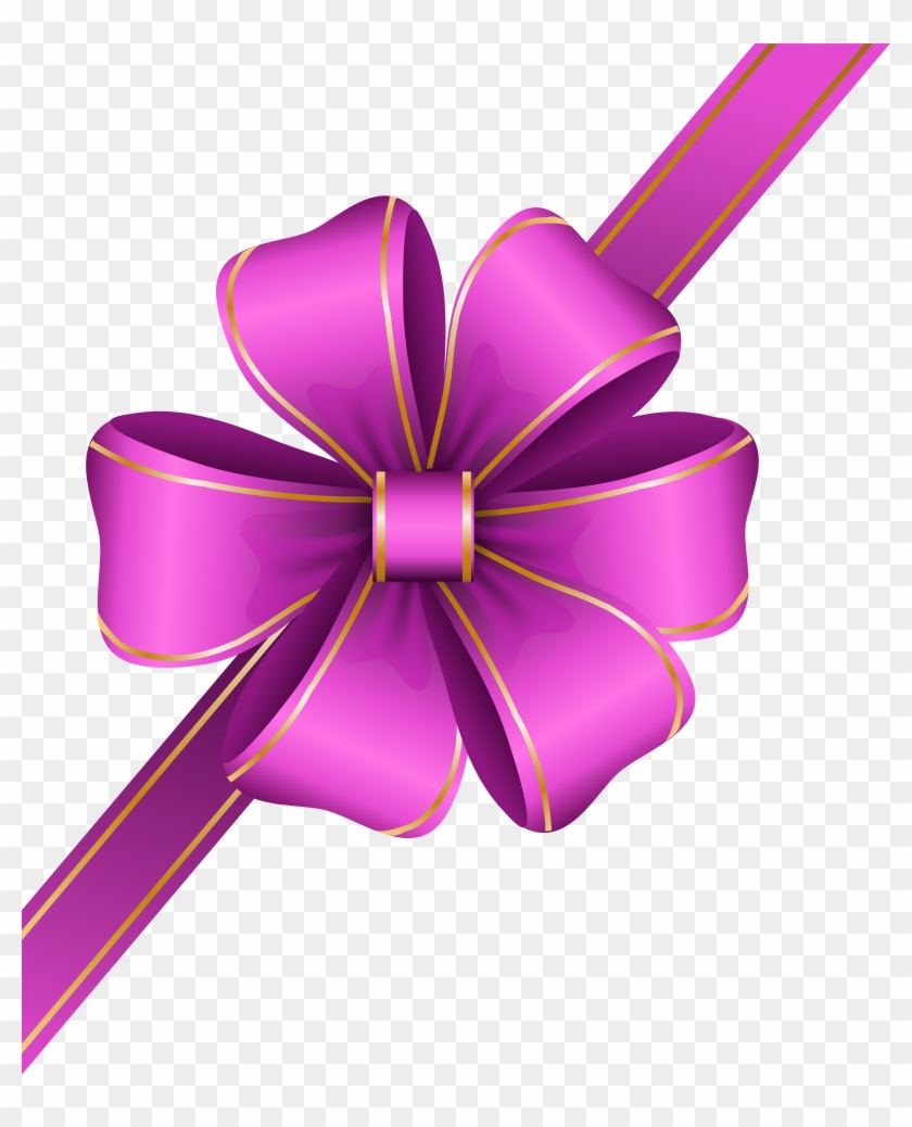 Decorative Pink Bow Corner Transparent Png Clip Art - Transparent Ribbon Bow Clipart #13817